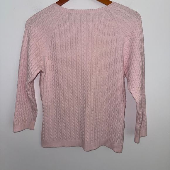 💗 Vintage Hillard & Hanson Baby Pink Cable Knit Sweater Women’s L Made in UK - Picture 7 of 12